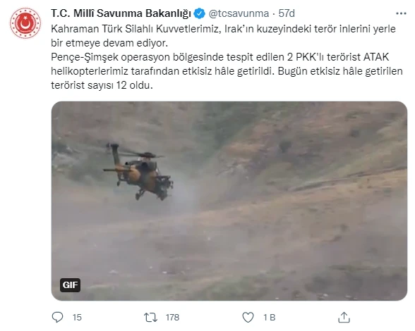 'Atak'ların günlük bilançosu: 12 PKK'lı terörist öldürüldü